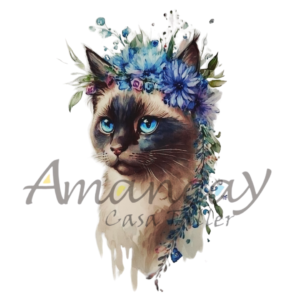 Gata Flores Azules