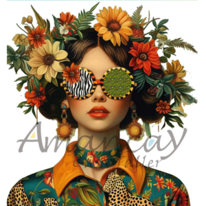 MUJER CINTILLO DE FLORES 30 X 30